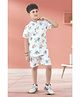BABY CLOSET  Cotton Half Sleeves Cranes Printed Shirt With Coordinating Shorts Set - White