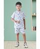 BABY CLOSET  Cotton Half Sleeves Animal Faces Printed Shirt With Coordinating Shorts Set - Blue