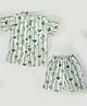 BABY CLOSET  Cotton Half Sleeves Animal Faces Printed Shirt & Coordinating Shorts Set - White & Green