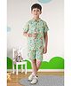 BABY CLOSET  Cotton Half Sleeves Dancing Dinosaur Printed Shirt With Coordinating Shorts Set - Green