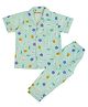 BABY CLOSET Cotton Woven Half Sleeves Floral & Bees Printed Coordinating Night Suit Set - Mint Green