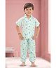 BABY CLOSET Cotton Woven Half Sleeves Floral & Bees Printed Coordinating Night Suit Set - Mint Green