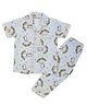 BABY CLOSET Cotton Woven Half Sleeves Baby Unicorn & Rainbow Printed Coordinating Night Suit Set - Light Blue