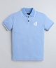 Celsius Cotton Blend Half Sleeves Abstract Printed Polo Tee - Blue Bonnet