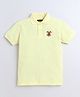 Celsius Cotton Blend Half Sleeves Emblem Embroidered Polo Tee - Blanched Lemon