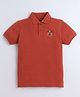 Celsius Cotton Blend Half Sleeves Emblem Embroidered Polo Tee - Bake Clay