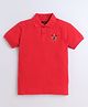 Celsius Cotton Blend Half Sleeves Emblem Embroidered Polo Tee - Hibiscus