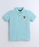 Celsius Cotton Blend Half Sleeves Emblem Embroidered Polo Tee - Ocean Blue