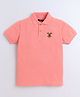 Celsius Cotton Blend Half Sleeves Emblem Embroidered Polo Tee - Peach Amber