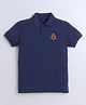 Celsius Cotton Blend Half Sleeves Emblem Embroidered Polo Tee - Space Denim