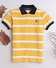 Celsius Cotton Blend Knit Half Sleeves Striped Polo Tee - Blazing Yellow