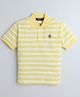 Celsius Cotton Blend Knit Half Sleeves Striped Polo Tee - Cyber Yellow
