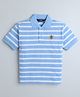 Celsius Cotton Blend Knit Half Sleeves Striped Polo Tee - Blue Bonnet