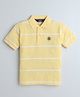 Celsius Cotton Blend Knit Half Sleeves Striped Polo Tee - Maize