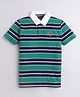 Celsius Cotton Blend Knit Half Sleeves Rugby Striped Polo Tee   - Golf Green