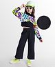 OLLINGTON ST. Looper Cotton Knit Full Sleeves Sweatshirt & Lounge Pant Set with Text Print - Multicolor & Black