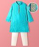 EARTHY TOUCH Woven Full Sleeves Kurta Pajama Set with Lace & Sequin Detailing - Aqua Blue
