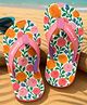 Pine Kids Slip On Flip Flops with Floral Print - Pink