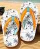 Pine Kids Slip On Flip Flops with Beach Theme Print - White & Blue
