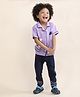 Polka Tots Cotton Woven Half Sleeves Fish Printed Night Suit Set - Purple