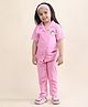 Polka Tots Cotton Woven Half Sleeves Cute Angel Text Printed Night Suit Set - Pink