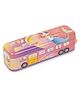 QIPS Double Decker Bus Pencil Box  Metal Case with Wheels & Pull String -Mermaid