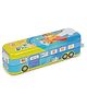 QIPS Double Decker Bus Pencil Box  Metal Case with Wheels & Pull String -Sky Travel