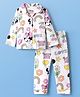 Kookie Kids Disney Single Jersey Knit Full Sleeves Co-Ord Night Suit With Minnie Mouse Print - White