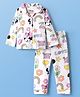 Kookie Kids Disney Single Jersey Knit Full Sleeves Co-Ord Night Suit With Minnie Mouse Print - White