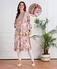 Bella Mama Woven Three Forth Sleeves Maternity Kurta With Floral Print & Embroidered Yoke - Pink