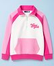 Pine Kids Cotton Knit Full Raglan Sleeves Sweatshirt With Text Print & Kangaroo Pockets - Pink & White