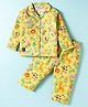 Enfance Core Cotton Woven Full Sleeves Animals Printed Coordinating Night Suit Set - Yellow