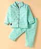 Enfance Core Cotton Woven Full Sleeves Construction Vehicles Printed Coordinating Night Suit Set - Sea Green