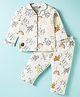 Enfance Core Cotton Woven Full Sleeves Rainbow Printed Coordinating Night Suit Set - Cream