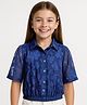 Arias Girls Cotton Terry Knit Half Raglan Sleeve Quilted Design T-Shirt - Aqua Blue