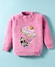 Yellow Apple Knit Full Sleeves Sweatshirt With Floral Embriodery - Pink