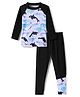 KIDLINGSS Full Raglan Sleeves Whales Printed Tee & Pant Set - White & Black