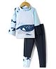 KIDLINGSS Full Raglan Sleeves Cut & Sew Whale Printed 2 Piece Swimsuit Set - Blue