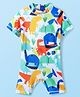 KIDLINGSS Half Sleeves Dinosaur Printed Legged Swimsuit - Multi Colour