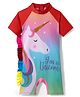 KIDLINGSS Half Raglan Sleeves Unicorn Printed Legged Swimsuit - Multi Colour