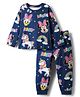 Kookie Kids Disney Single Jersey Knit Full Sleeves Co-Ord Night Suit With Minnie Mouse Print - Navy Blue