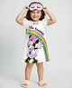 Kookie Kids Disney Single Jersey Knit Frill Sleeves Nighty With Minnie Mouse Print - White