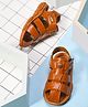KATS Tiger Applique Detailed Velcro Closure Gladiator Sandals - Tan