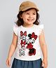 Kookie Kids Disney Single Jersey Knit Frill Sleeves Minnie Mouse Printed T-Shirt - White