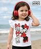 Kookie Kids Disney Single Jersey Knit Frill Sleeves Minnie Mouse Printed T-Shirt - White