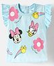 Kookie Kids Disney Single Jersey Knit Frill Sleeves Minnie Mouse Printed T-Shirt - Light Blue