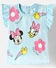 Kookie Kids Disney Single Jersey Knit Frill Sleeves Minnie Mouse Printed T-Shirt - Light Blue