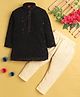 Jeet Ethnics Cotton Blend Full Sleeves Floral Embroidered Sequins Embellished Kurta Pyjama Set - Black