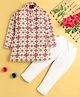 Jeet Ethnics Cotton Blend Full Sleeves Ethnic Motifs Designed Kurta Pyjama Set - Beige