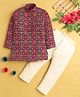 Jeet Ethnics Cotton Blend Full Sleeves Ethnic Motifs Designed Kurta Pyjama Set - Purple